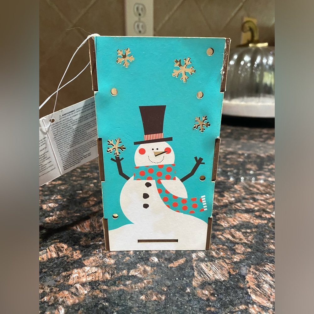 Teal Snowman Holiday Lantern - Festive Accent